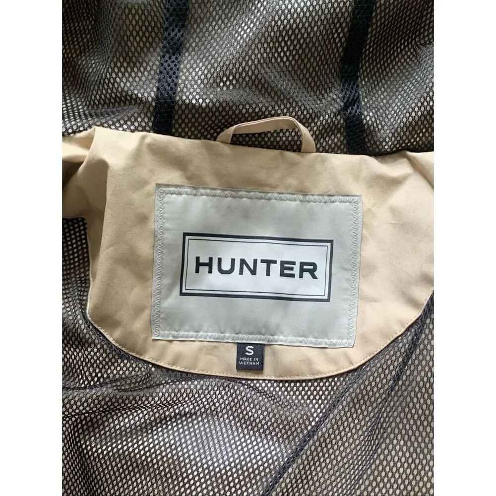 NEW NWOT Hunter Adela Cinched Waist TAN Rain Jacket Coat sz S
